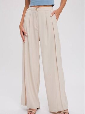 NWT Pintuck Wide Leg Trouser Pants S M & L